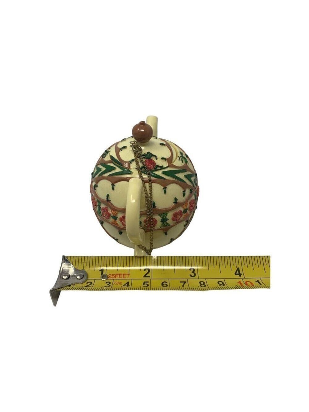 Vintage Nini Japan Hand Painted Teapot Trinket Box Floral Staffordshire Style - Picture 9 of 11